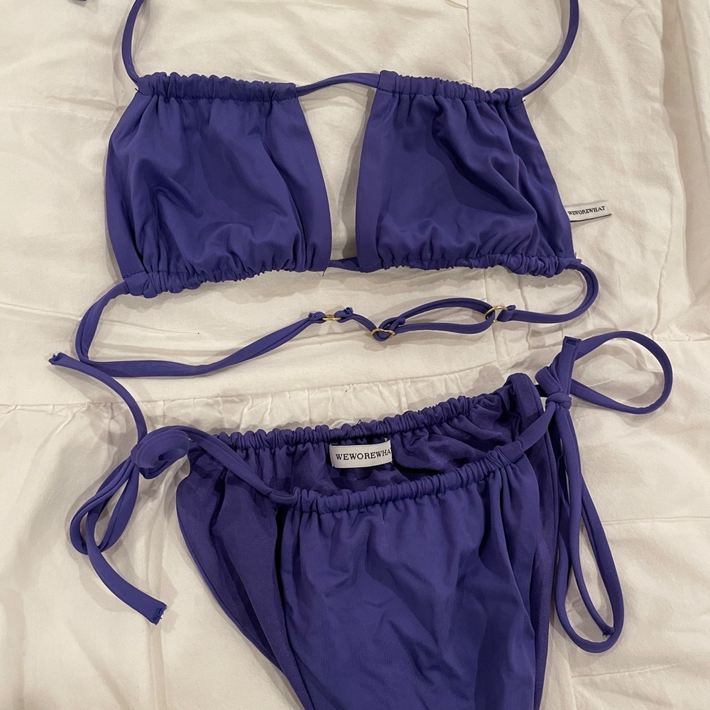 WeWoreWhat Ruched String Bikini in Sapphire - Picture 7 of 9